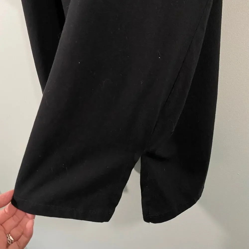 Roaman's Women Black With Silver Sequins Shoulder Accent Short Sleeve Top Sz 4X